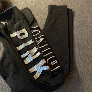 Pink brand leggings with bling